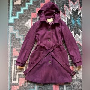 Banana Republic Deep Purple Wool Blend Coat Small